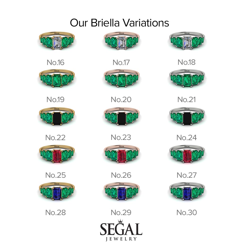 Emerald Cut Sapphire Geometrical Ring - Briella No. 59