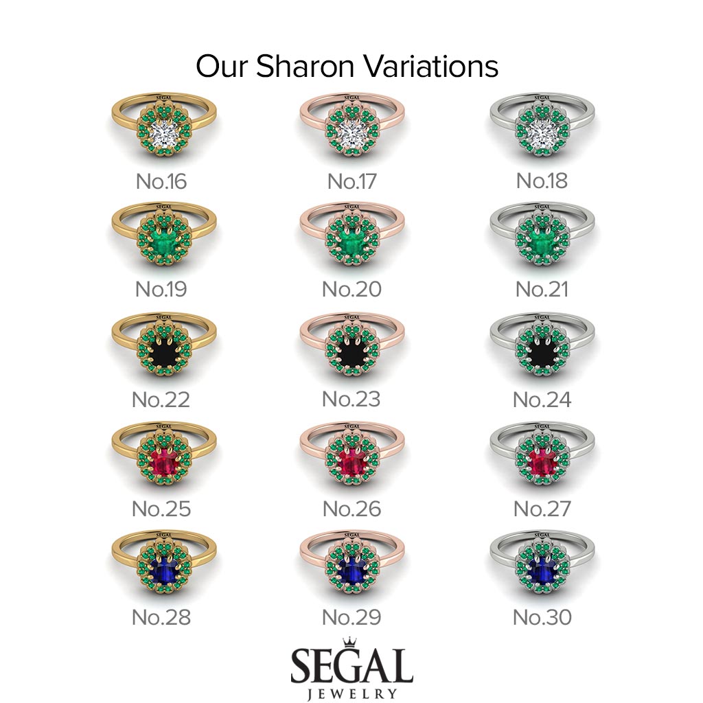 Double Halo Sapphire Cushion Engagement Ring - Sharon No. 74