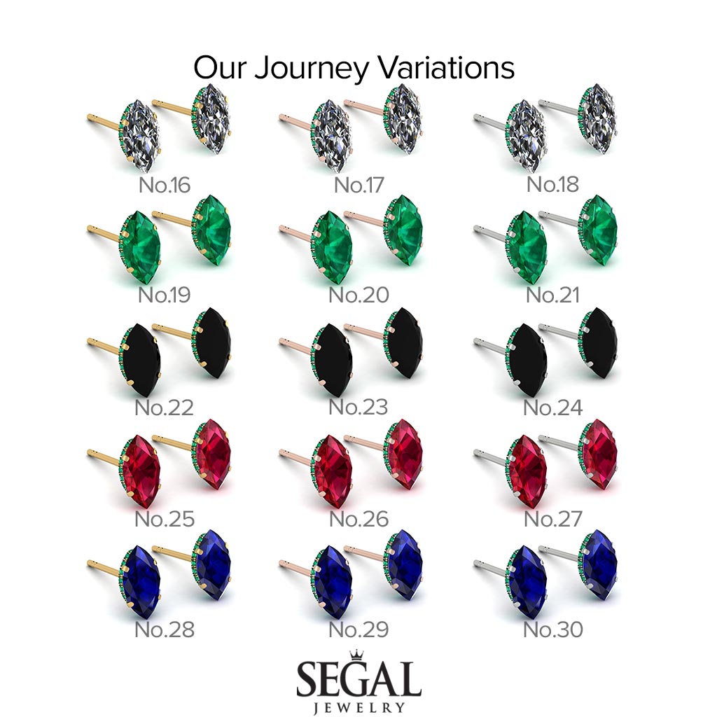 Hidden Halo Marquise Ruby Earrings - Journey No. 41