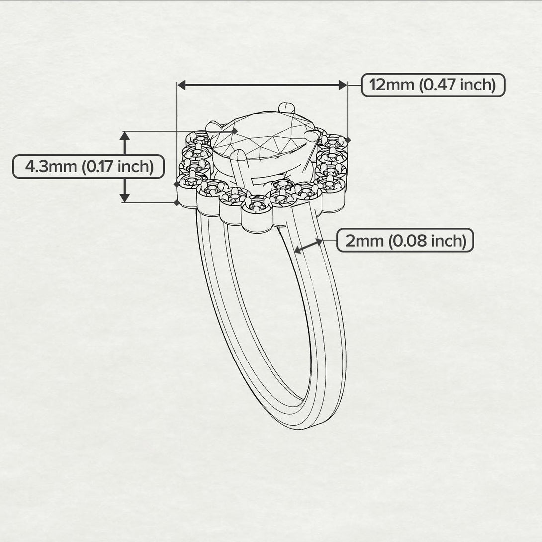 Honeycomb Halo Oval Diamond Ring - Laura No. 1