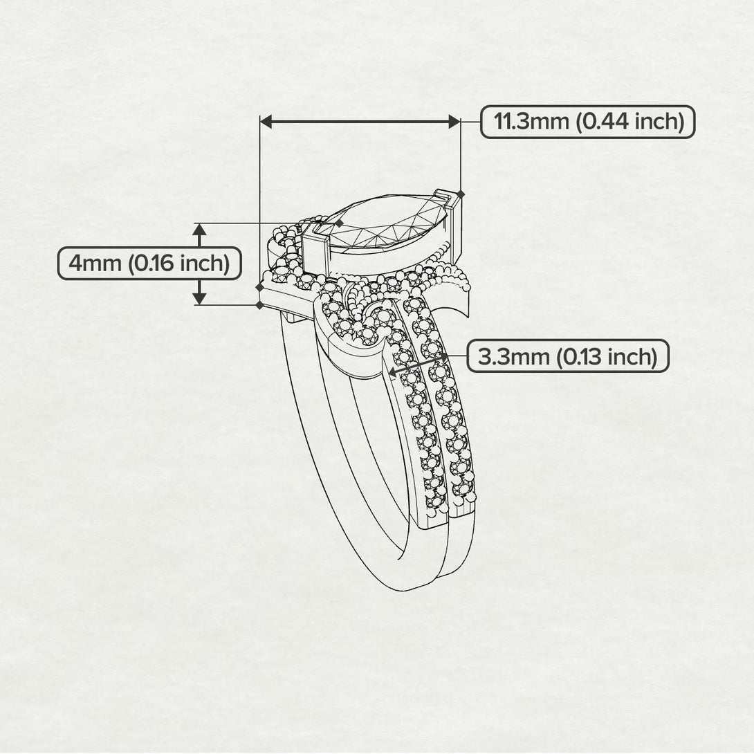 Marquise Cut Sapphire Pave Bridal Set - Kathleen No. 28