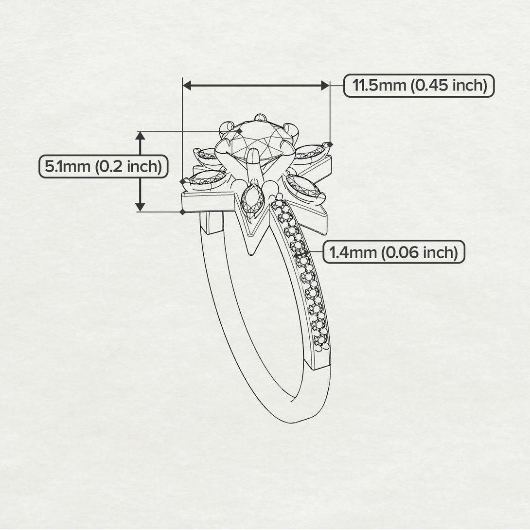 Flower 0.5 Carat Sapphire Pave Engagement Ring - Brenda No. 15