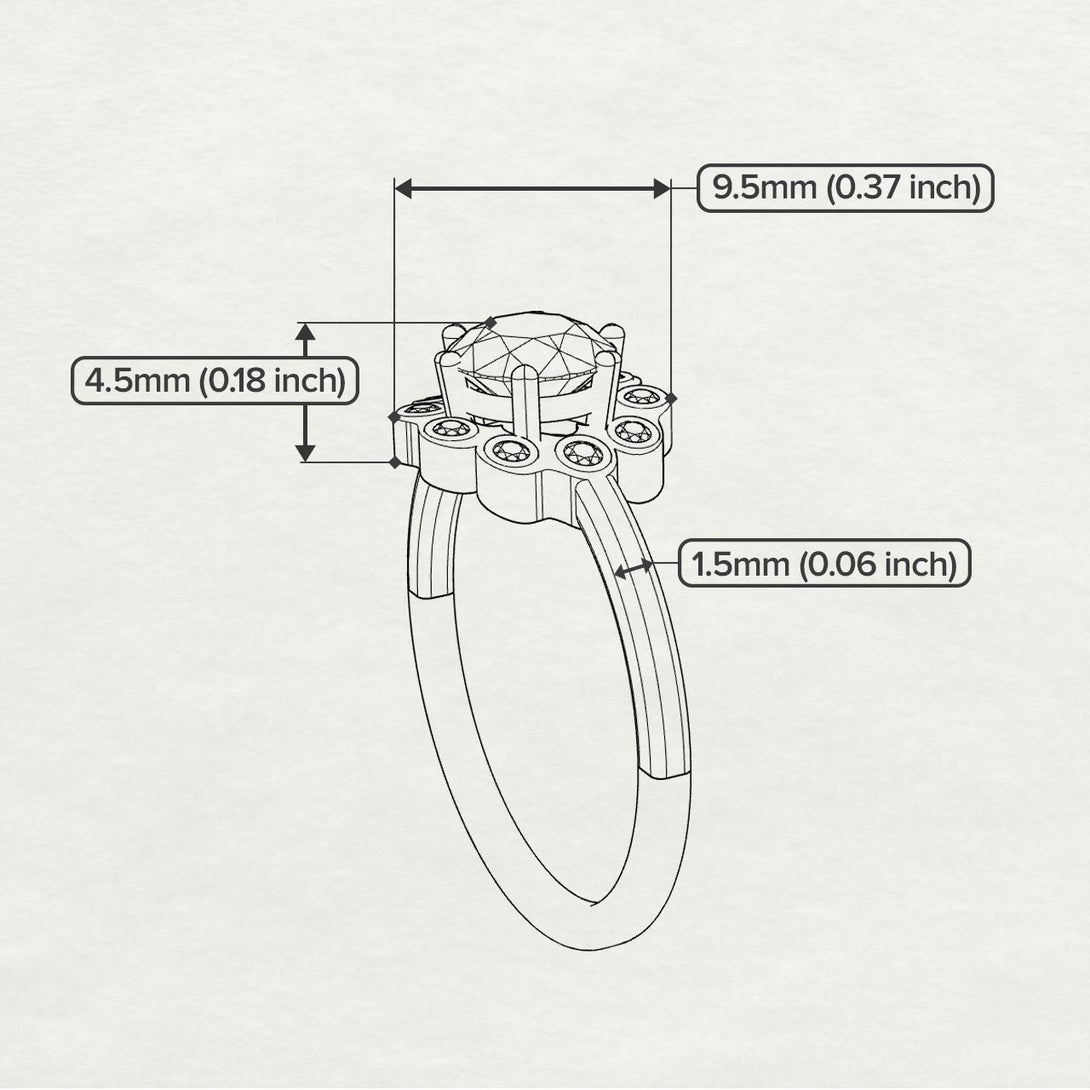 0.8 Carat Sapphire Halo Engagement Ring - Pamela No. 73