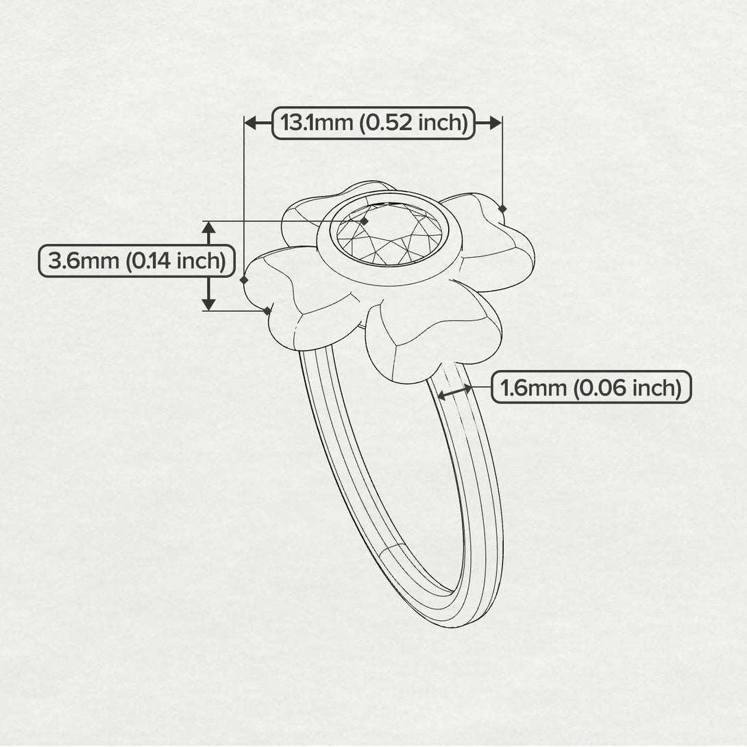 Solid Clower Flower Diamond Engagement Ring - Christine No. 1