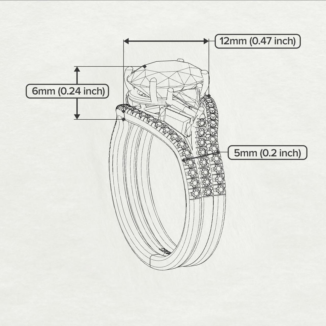 Glamorous diamond Oval Hidden Diamonds Bridal Set - Rosalie No. 3
