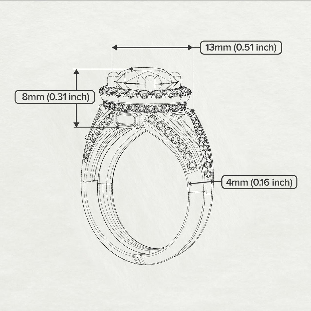 Glamorous Halo diamond Hidden Diamonds Bridal Set - Joanna No. 2