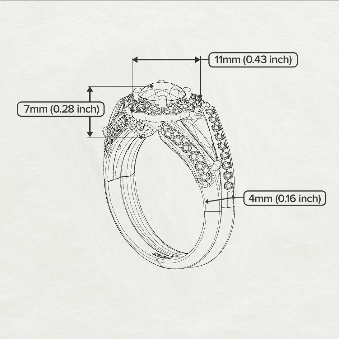 Vintage Hidden Halo diamond Bridal Set - Ana No. 1