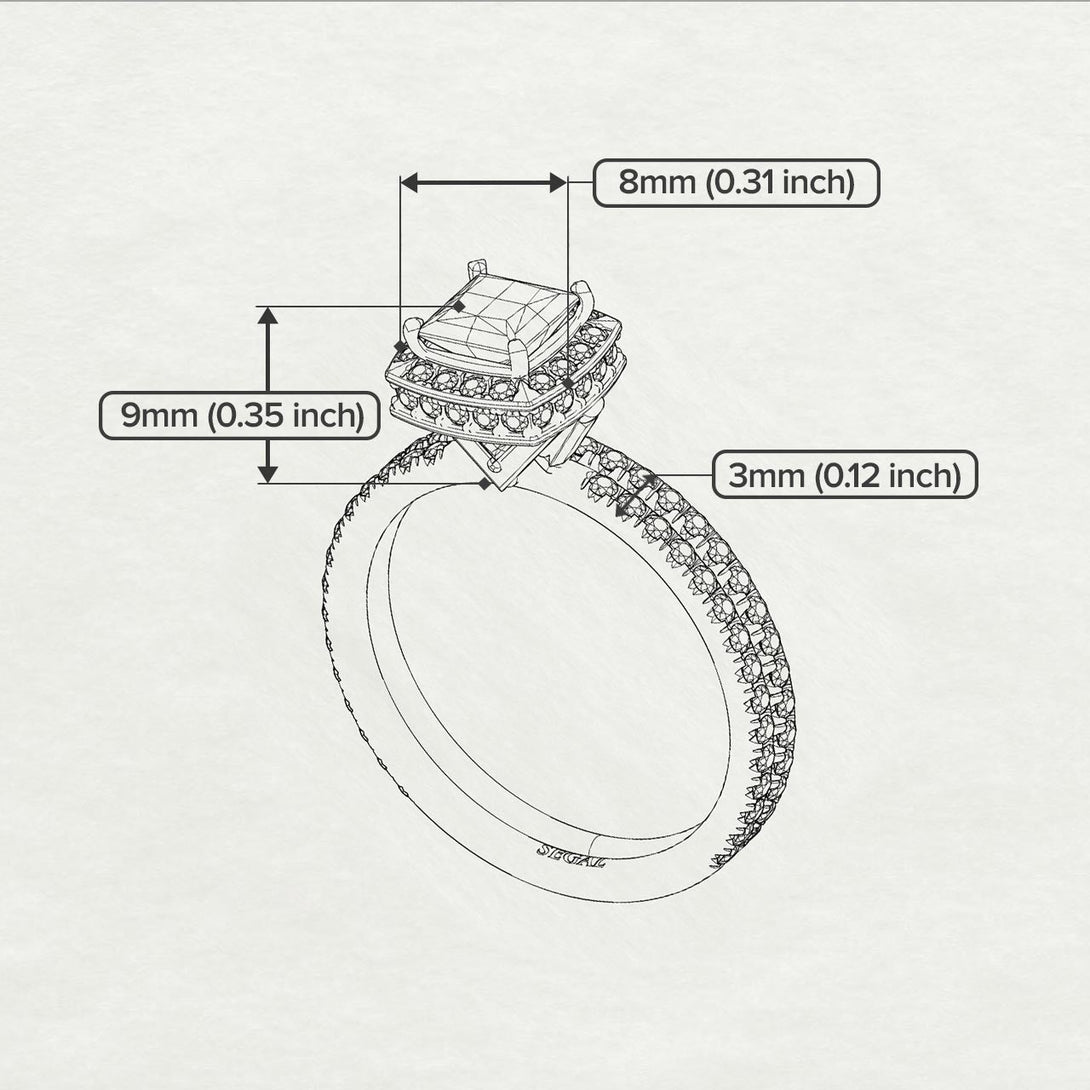 Hidden Double Halo Princess diamond Bridal Set - Georgia No. 1