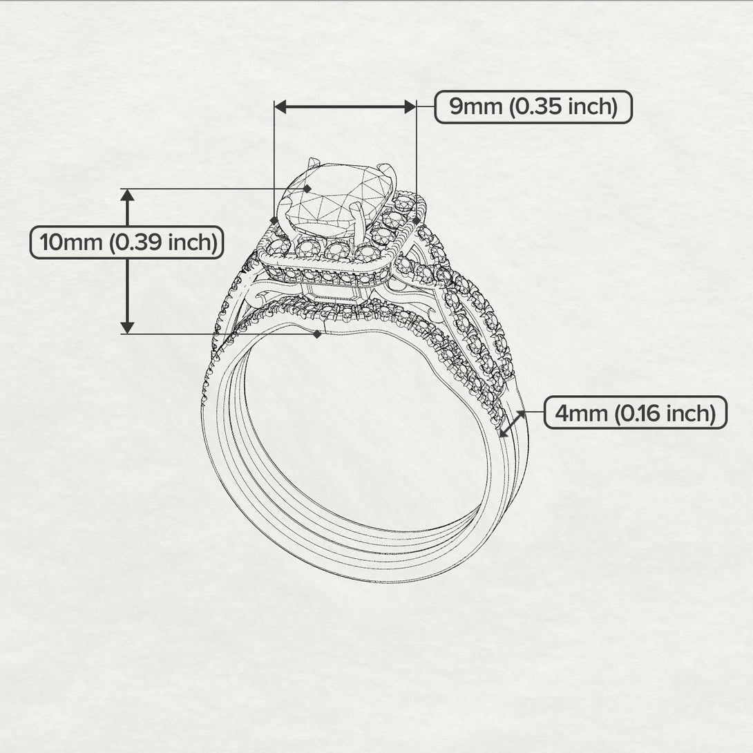 Cushion Cut diamond Milgrain Bridal Set - Adelyn No. 3