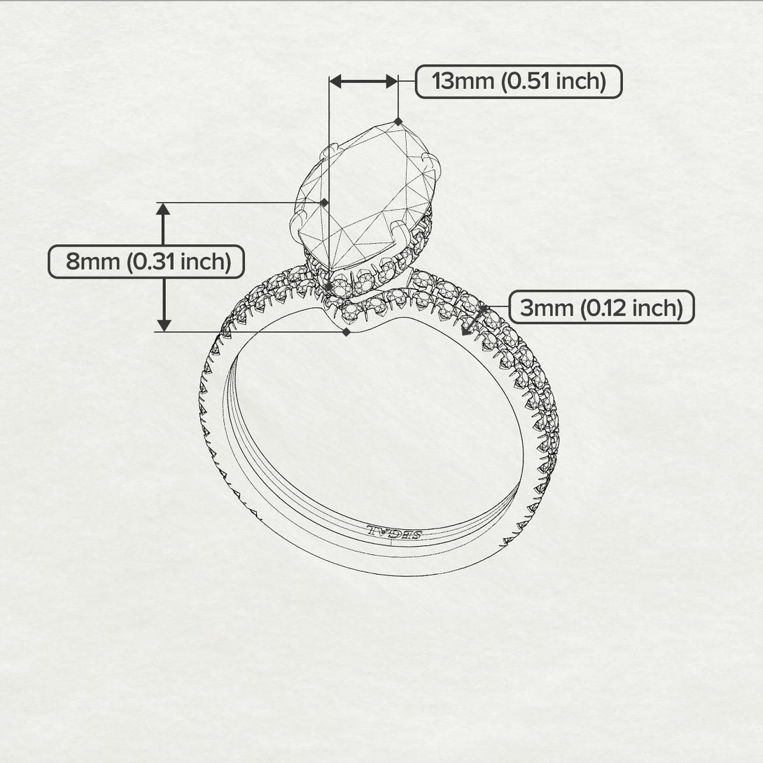 Hidden Halo Marquise diamond Bridal Set - Journey No. 3