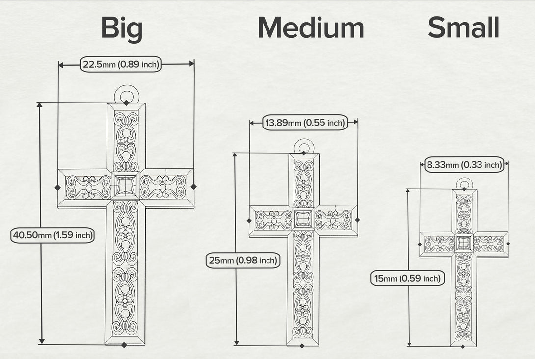 Ornamented Sapphire Cross Necklace - Adam No. 14