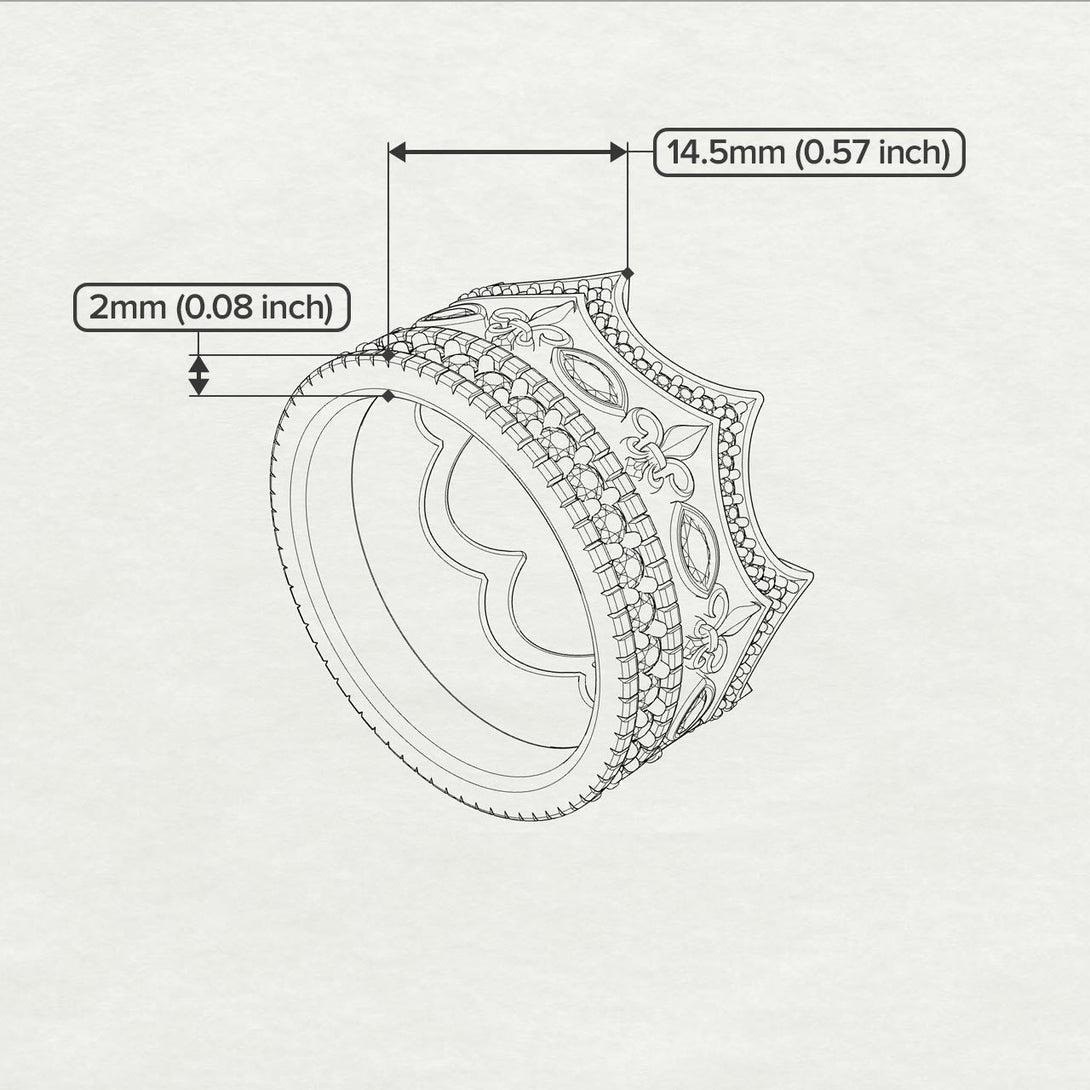 Royal Black Diamond Crown Ring For Men - Harold No. 45