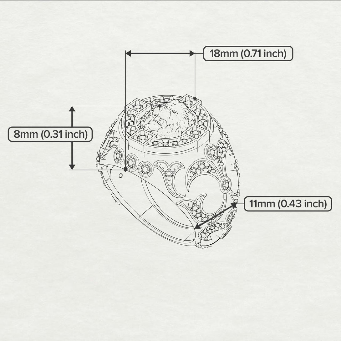Diamond Royal Lion Men Signet Ring - Terry No. 1