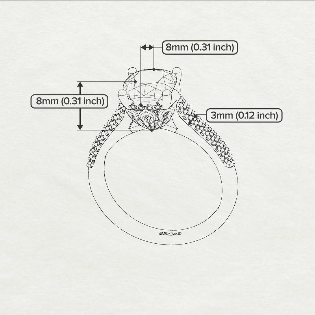 Two Tones Luxury Pave Cushion Cut Black Diamond Engagement Ring With Hidden Stone - Esmeralda No. 79
