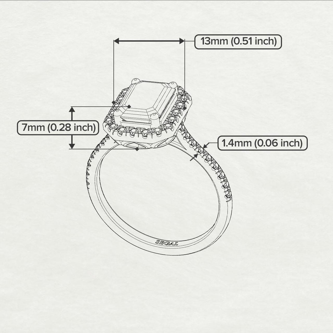 Two Tones Gorgeous Emerald Cut Black Diamond Pave Engagement Ring With Hidden Stone - Veronica No. 81