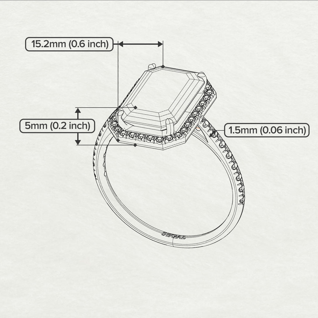 Emerald Cut Ruby Pave Engagement Ring - Nancy No. 41