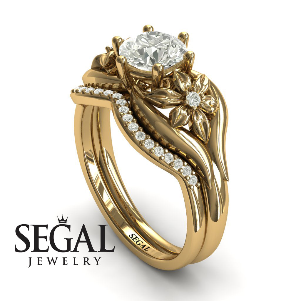Two Seasons Bridal Set Flower Ring Diamond Ring- Bella no. 1