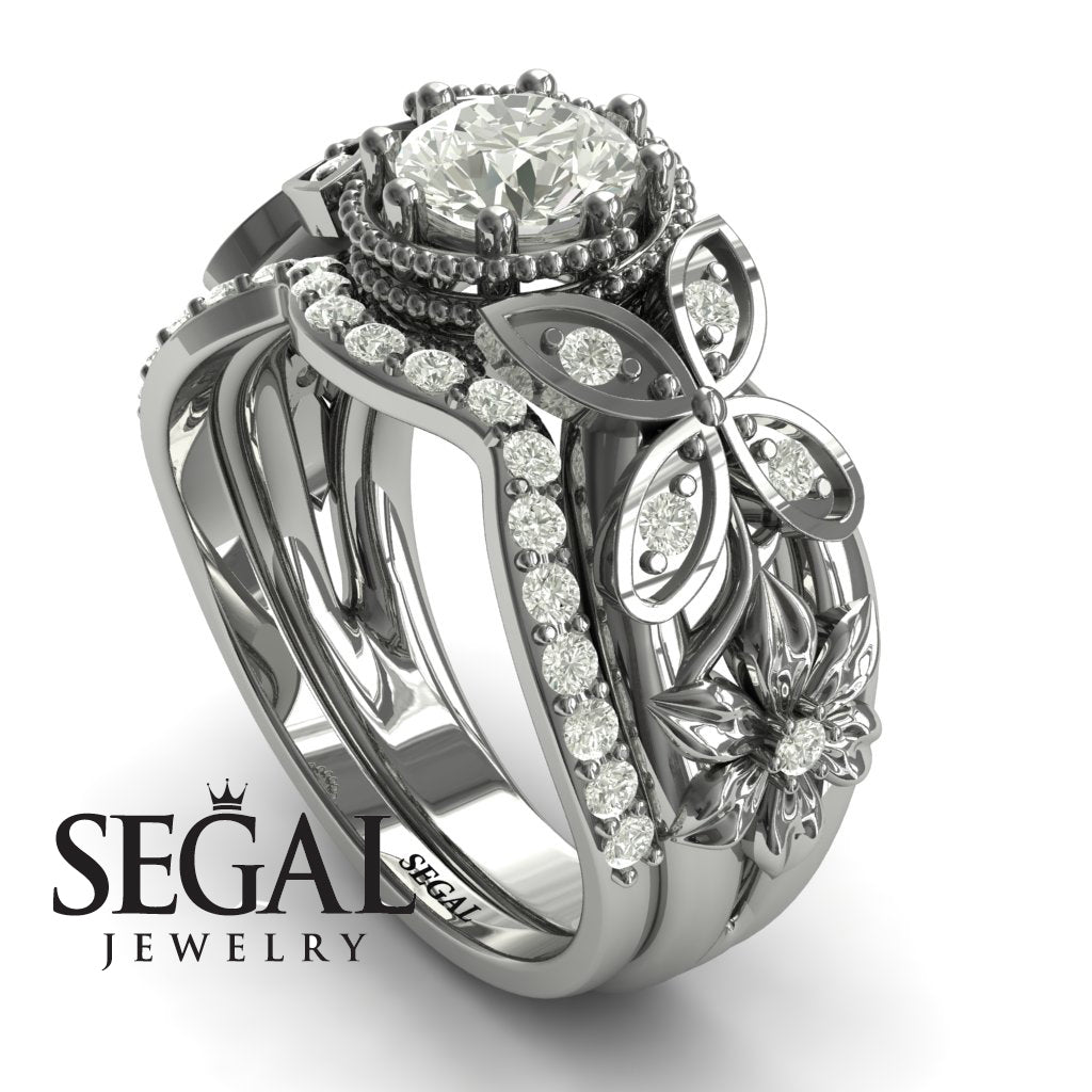 Mounted Circle Rounds Bridal Women Diamond Wedding Ring Set- Vivian no. 3