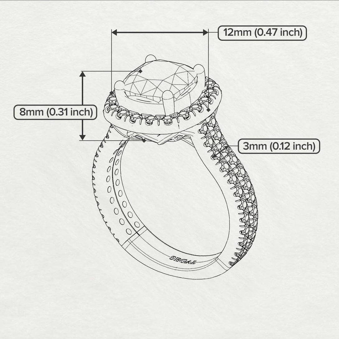 Two Tones Gorgeous Cushion Cut Diamond Pave Double Shank Engagement Ring With Hidden Stone - Kira No. 77