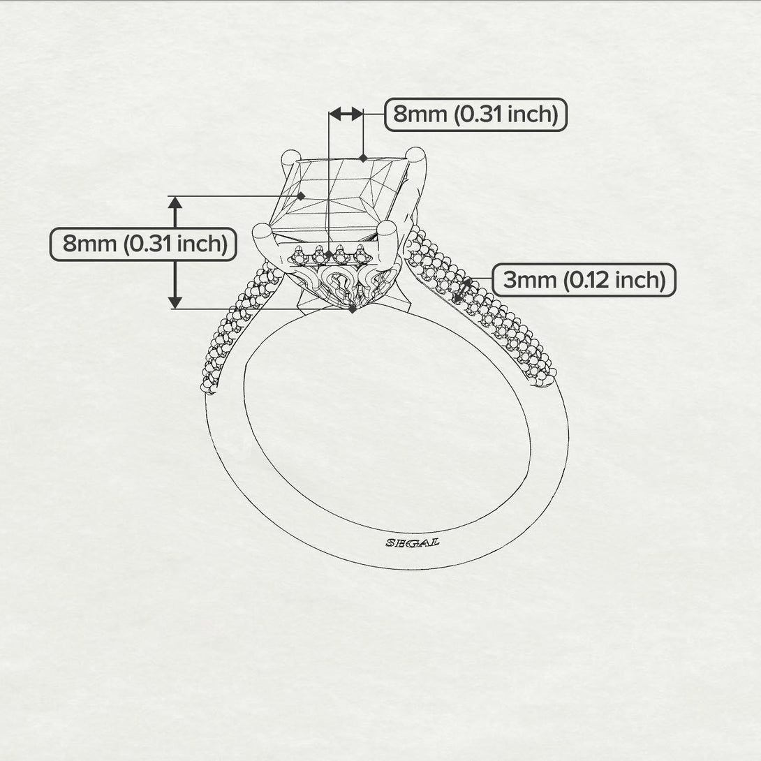 Two Tones Luxury Pave Princess Cut Diamond Engagement Ring With Hidden Stone - Sabrina No. 76