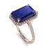 Emerald Cut Sapphire Pave Engagement Ring - Nancy No. 14
