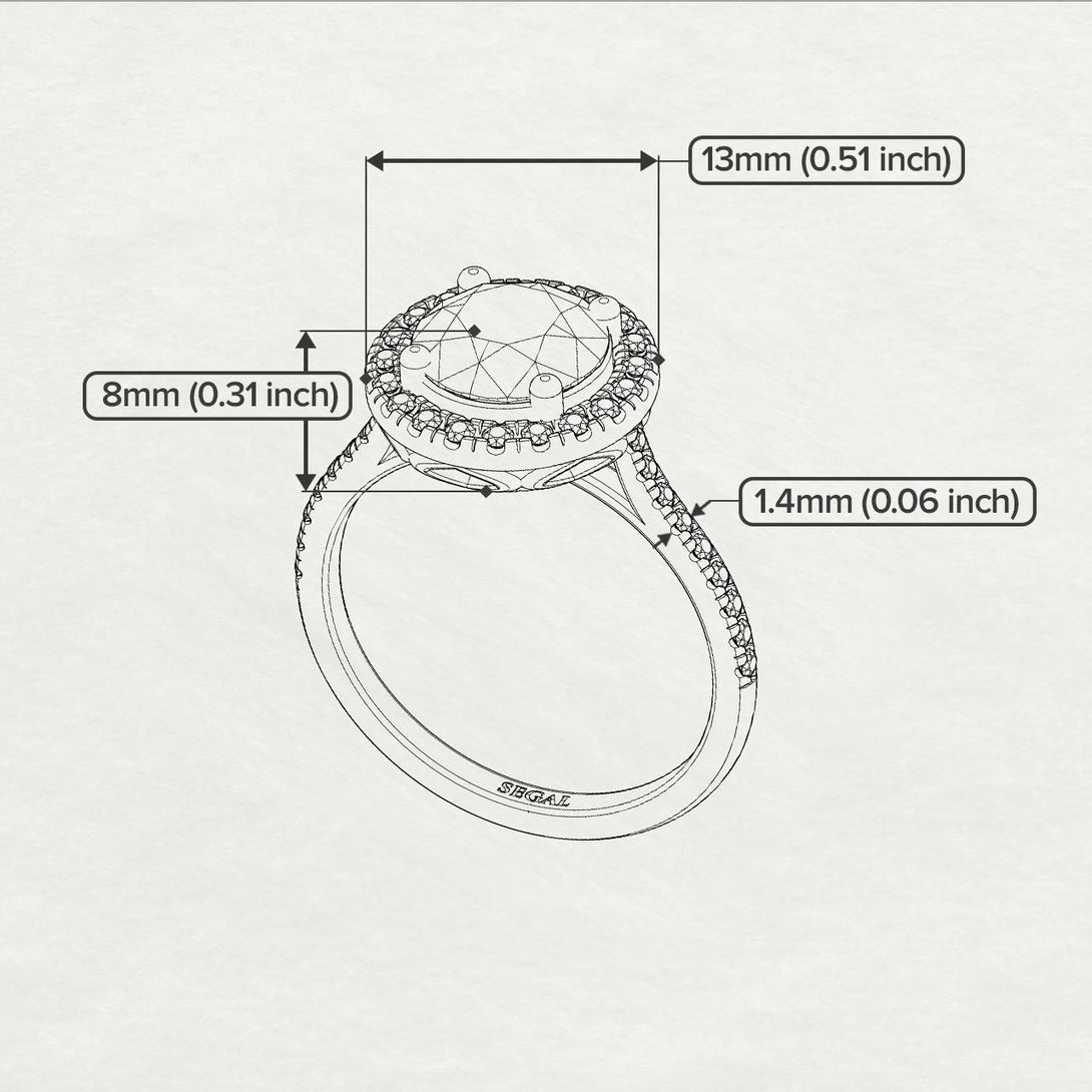 Two Tones Gorgeous Round Cut Black Diamond Pave Engagement Ring With Hidden Stone - Ellen No. 79