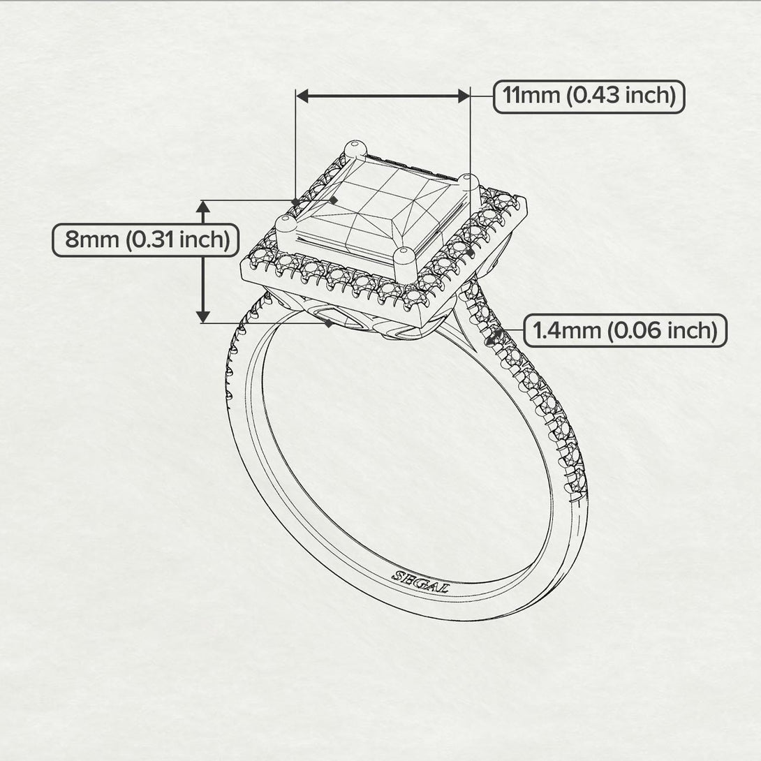 Two Tones Gorgeous Princess Cut Black Diamond Pave Engagement Ring With Hidden Stone - Margot No. 81