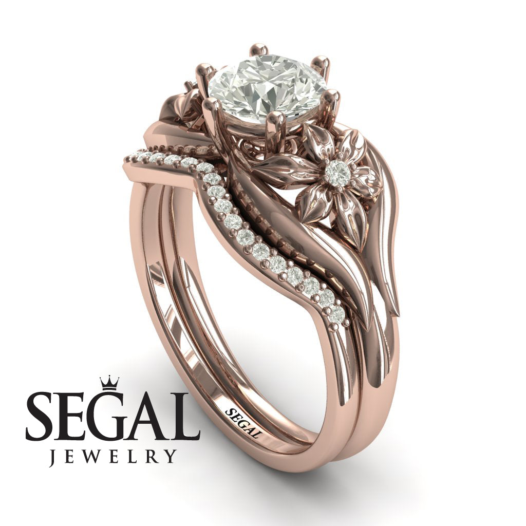 Two Seasons Bridal Set Flower Ring Diamond Ring- Bella no. 2