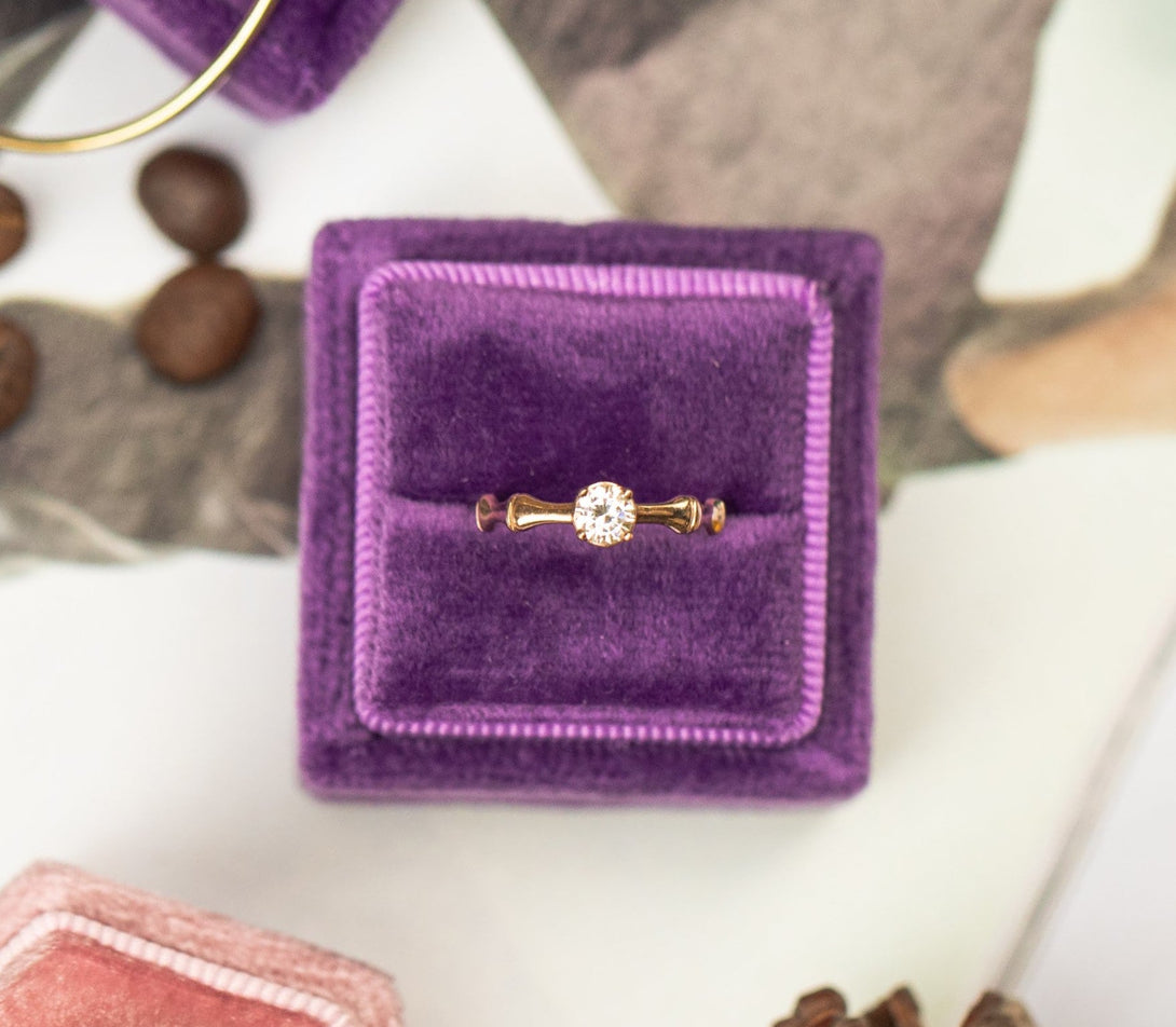 Solitaire Bamboo Diamond Ring- Charlotte no. 2