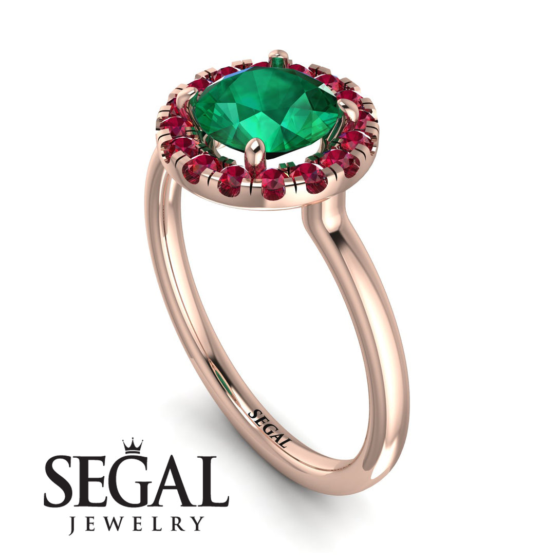 1ct Round Emerald Engagement Ring - Natalia No. 50