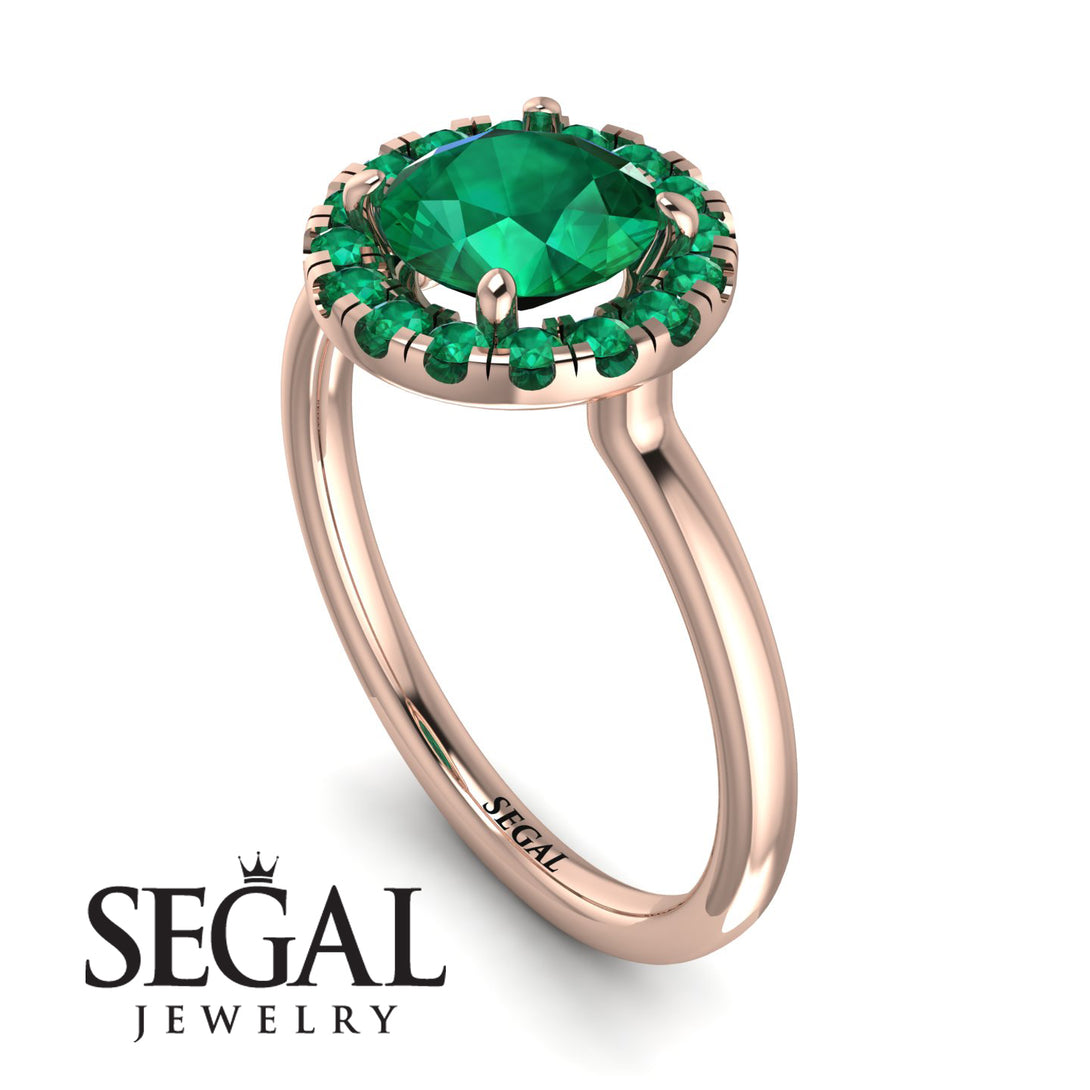 1ct Round Emerald Engagement Ring - Natalia No. 20