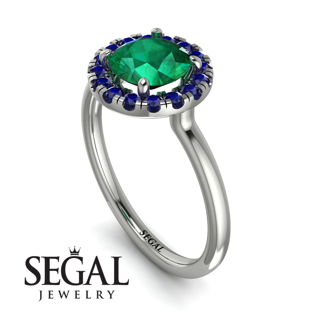 1ct Round Emerald Engagement Ring - Natalia No. 66