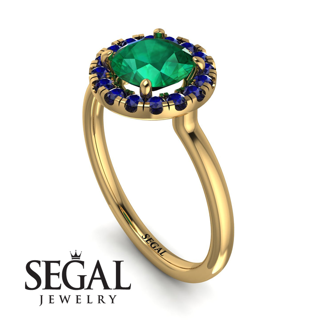 1ct Round Emerald Engagement Ring - Natalia No. 64
