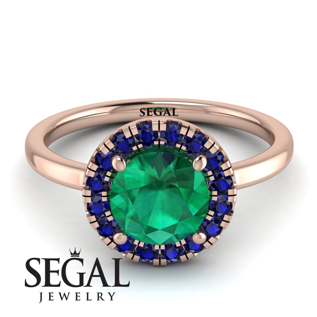 1ct Round Emerald Engagement Ring - Natalia No. 65