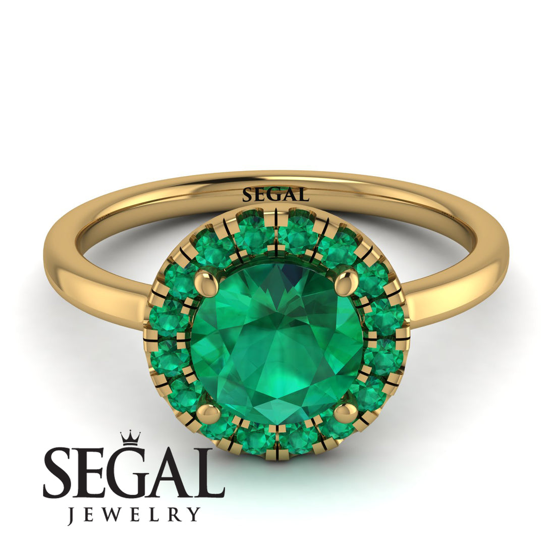 1ct Round Emerald Engagement Ring - Natalia No. 19