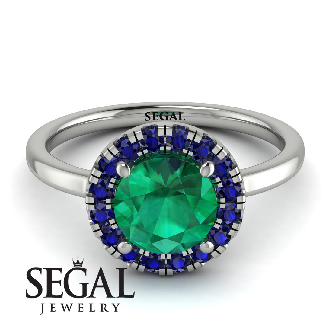 1ct Round Emerald Engagement Ring - Natalia No. 66