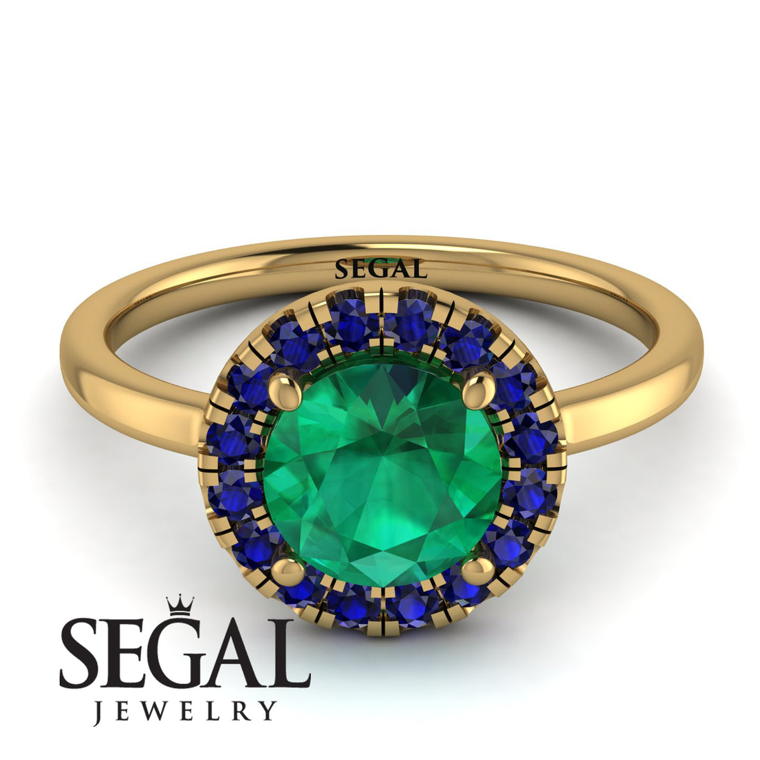 1ct Round Emerald Engagement Ring - Natalia No. 64