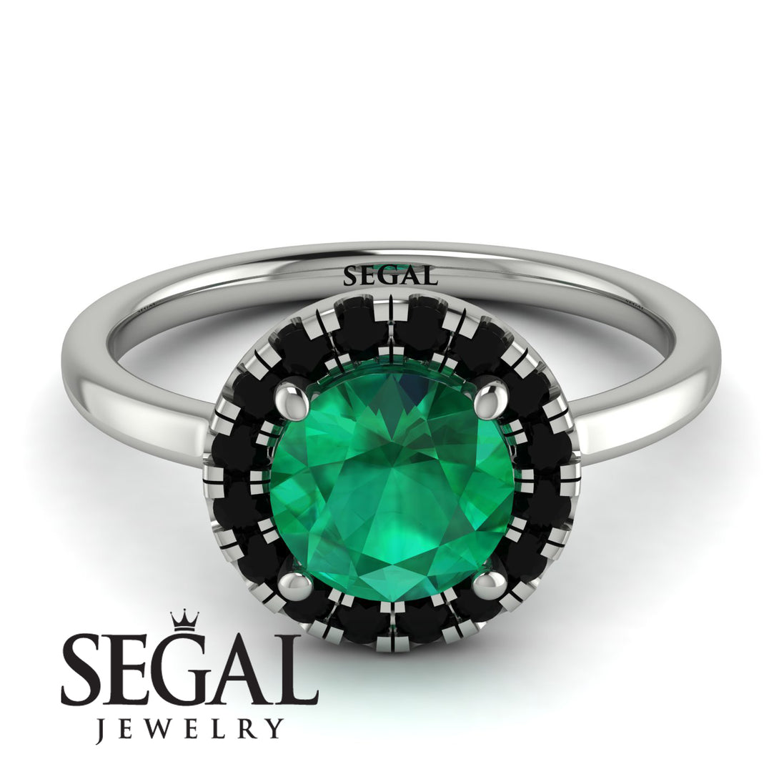 1ct Round Emerald Engagement Ring - Natalia No. 36