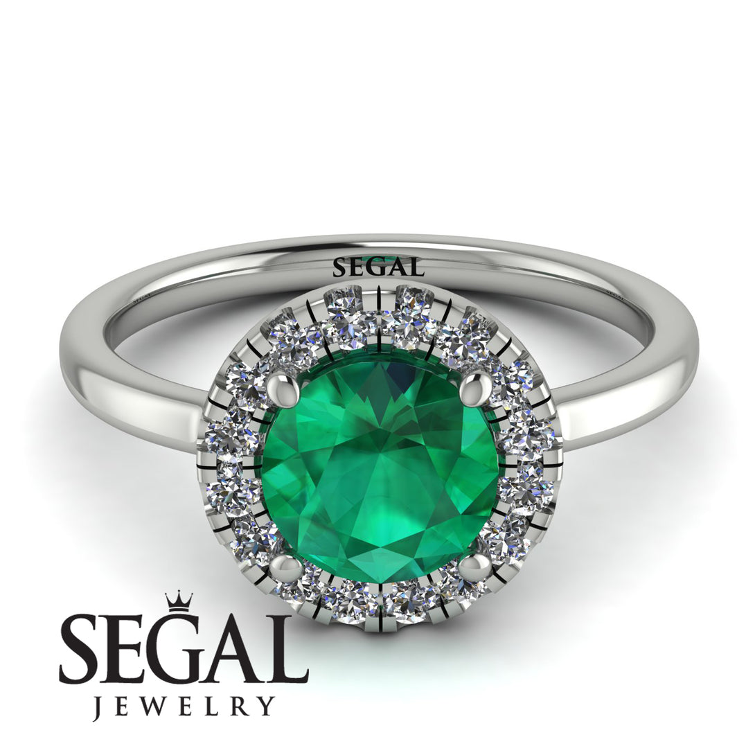 1ct Round Emerald Engagement Ring - Natalia No. 6