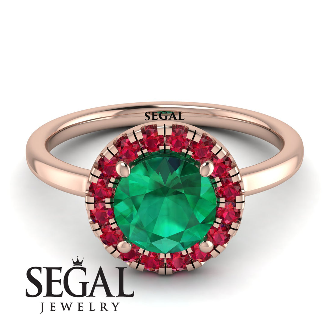1ct Round Emerald Engagement Ring - Natalia No. 50