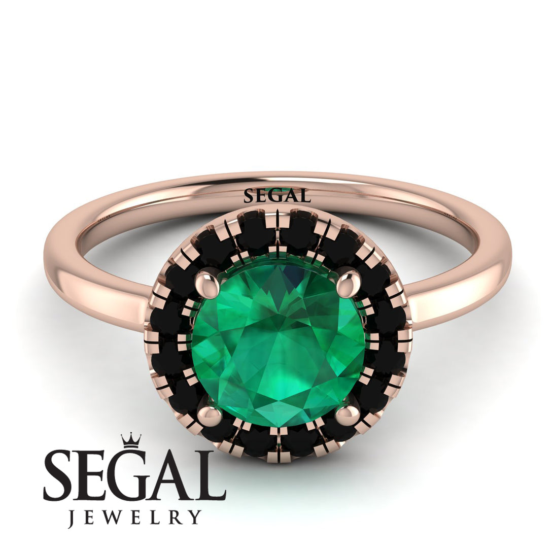 1ct Round Emerald Engagement Ring - Natalia No. 35