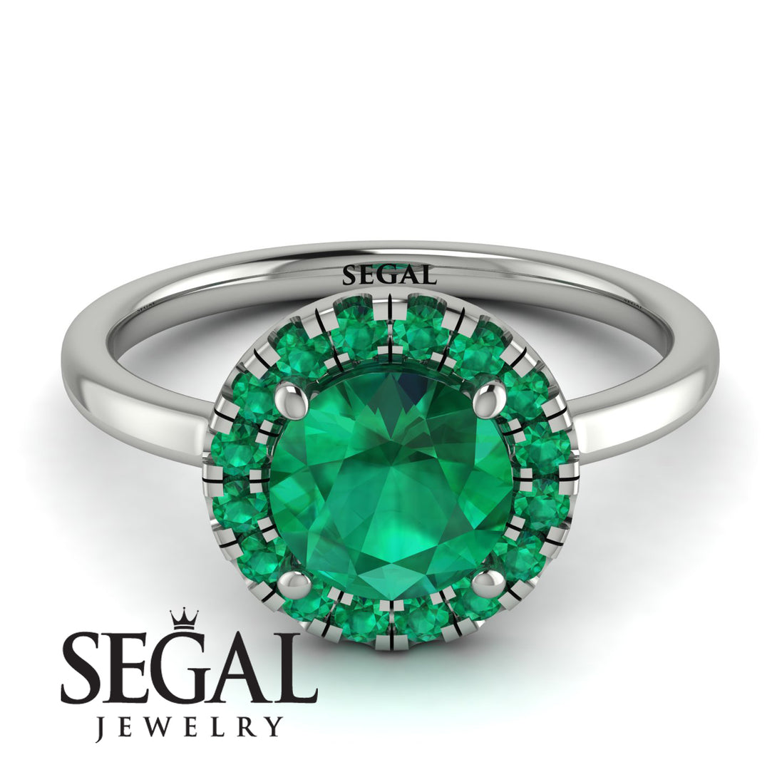 1ct Round Emerald Engagement Ring - Natalia No. 21