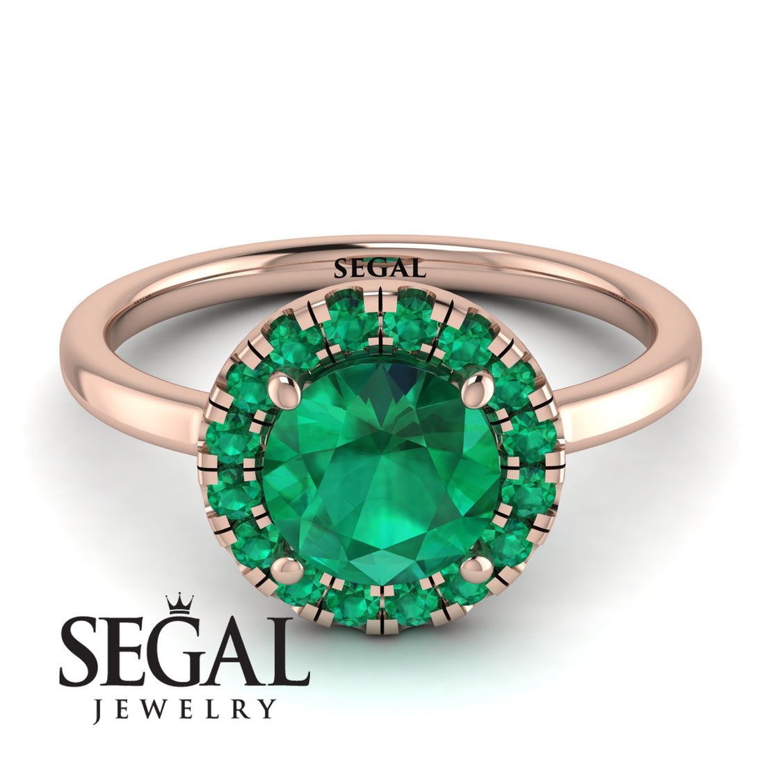 1ct Round Emerald Engagement Ring - Natalia No. 20