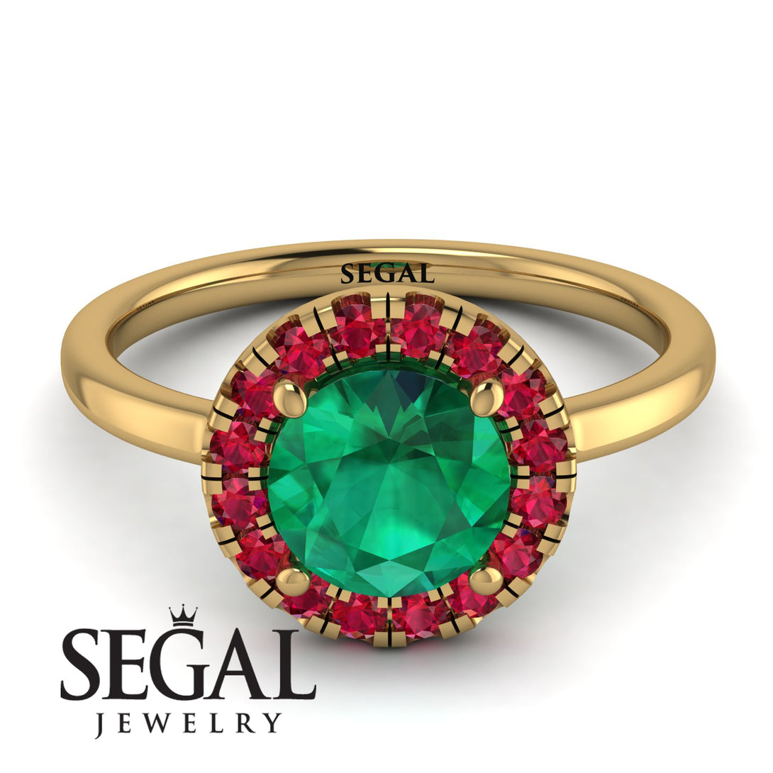 1ct Round Emerald Engagement Ring - Natalia No. 49