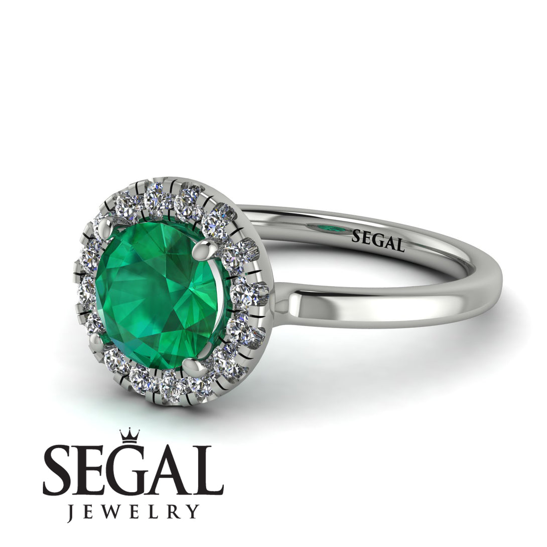 1ct Round Emerald Engagement Ring - Natalia No. 6