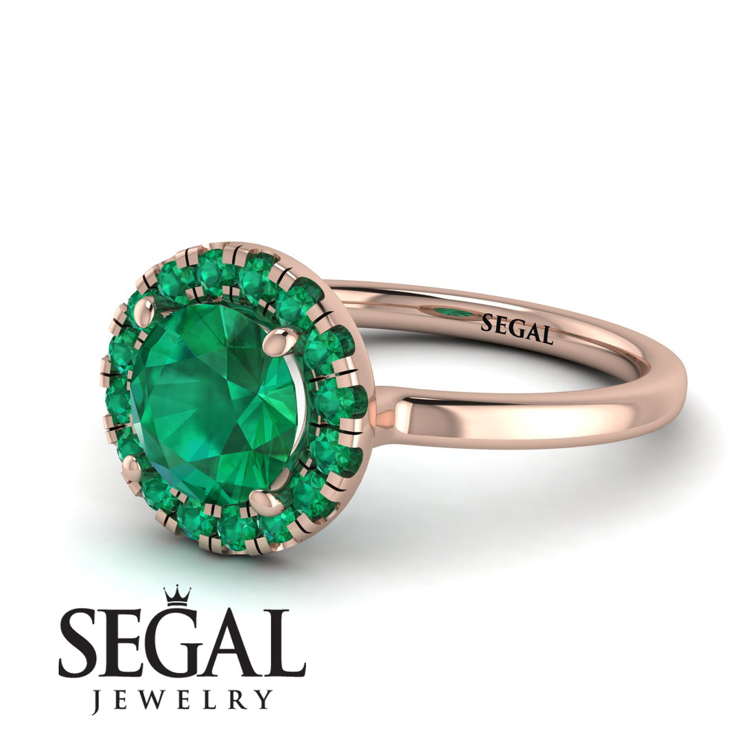 1ct Round Emerald Engagement Ring - Natalia No. 20