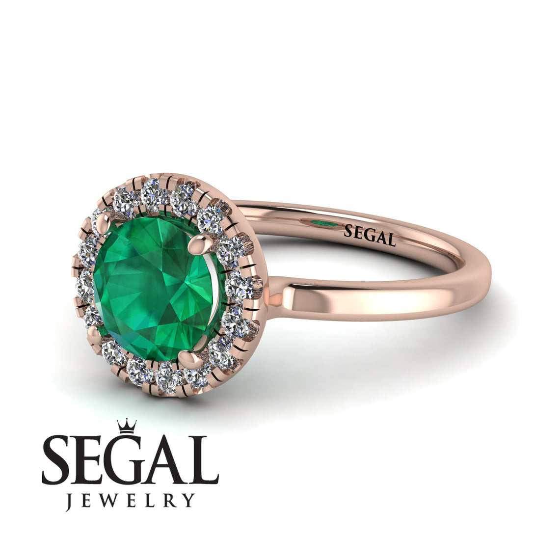 1ct Round Emerald Engagement Ring - Natalia No. 5