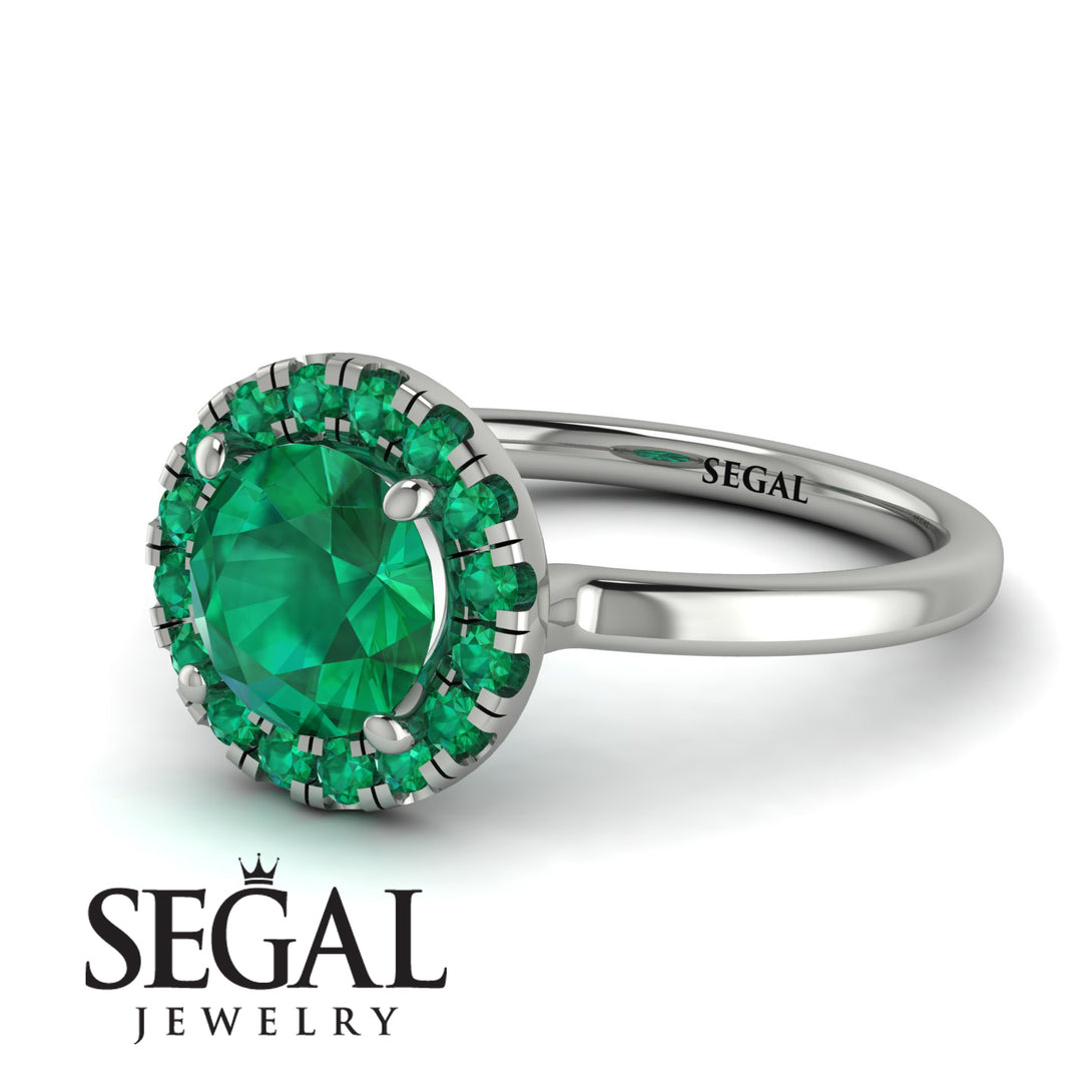1ct Round Emerald Engagement Ring - Natalia No. 21