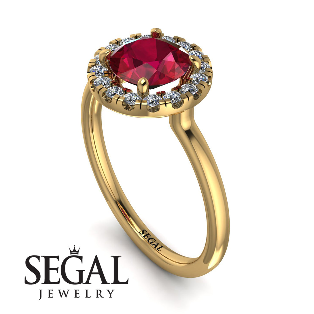 1ct Round Ruby Engagement Ring - Natalia No. 10