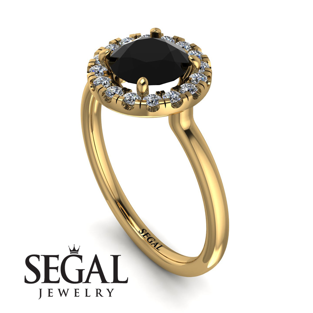 1ct Round Black Diamond Engagement Ring - Natalia No. 7